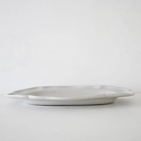 白釉オーヴァル大皿 (I) w39.5cm