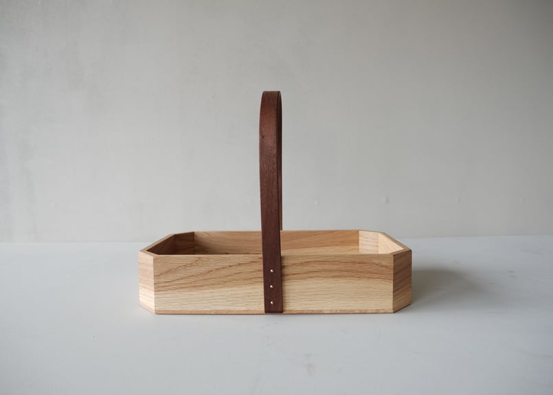 曲木のハンドルがついた木製バスケット Lサイズ【カリーキャリー