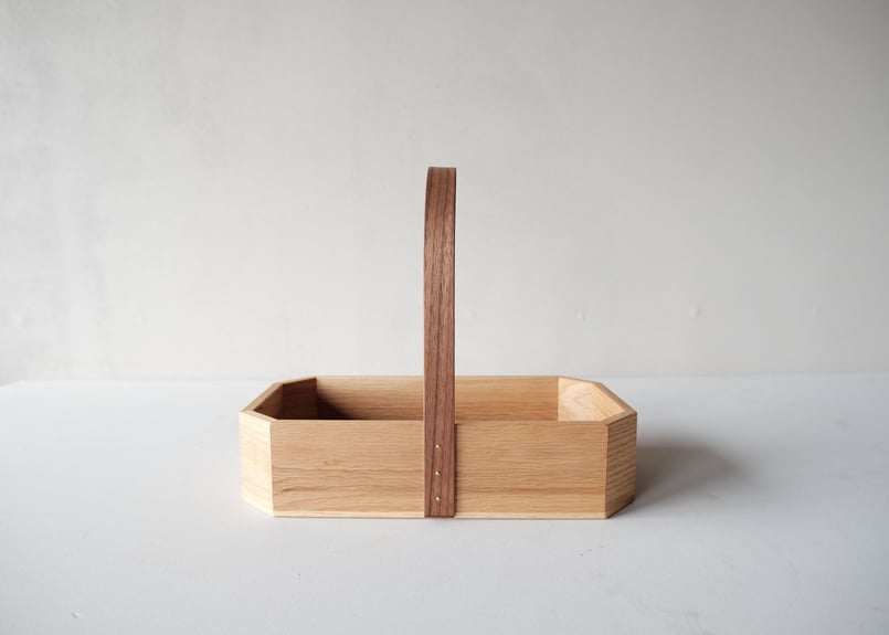 曲木のハンドルがついた木製バスケット Sサイズ【カリーキャリー