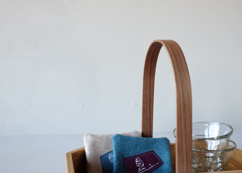 曲木のハンドルがついた木製バスケット Sサイズ【カリーキャリー