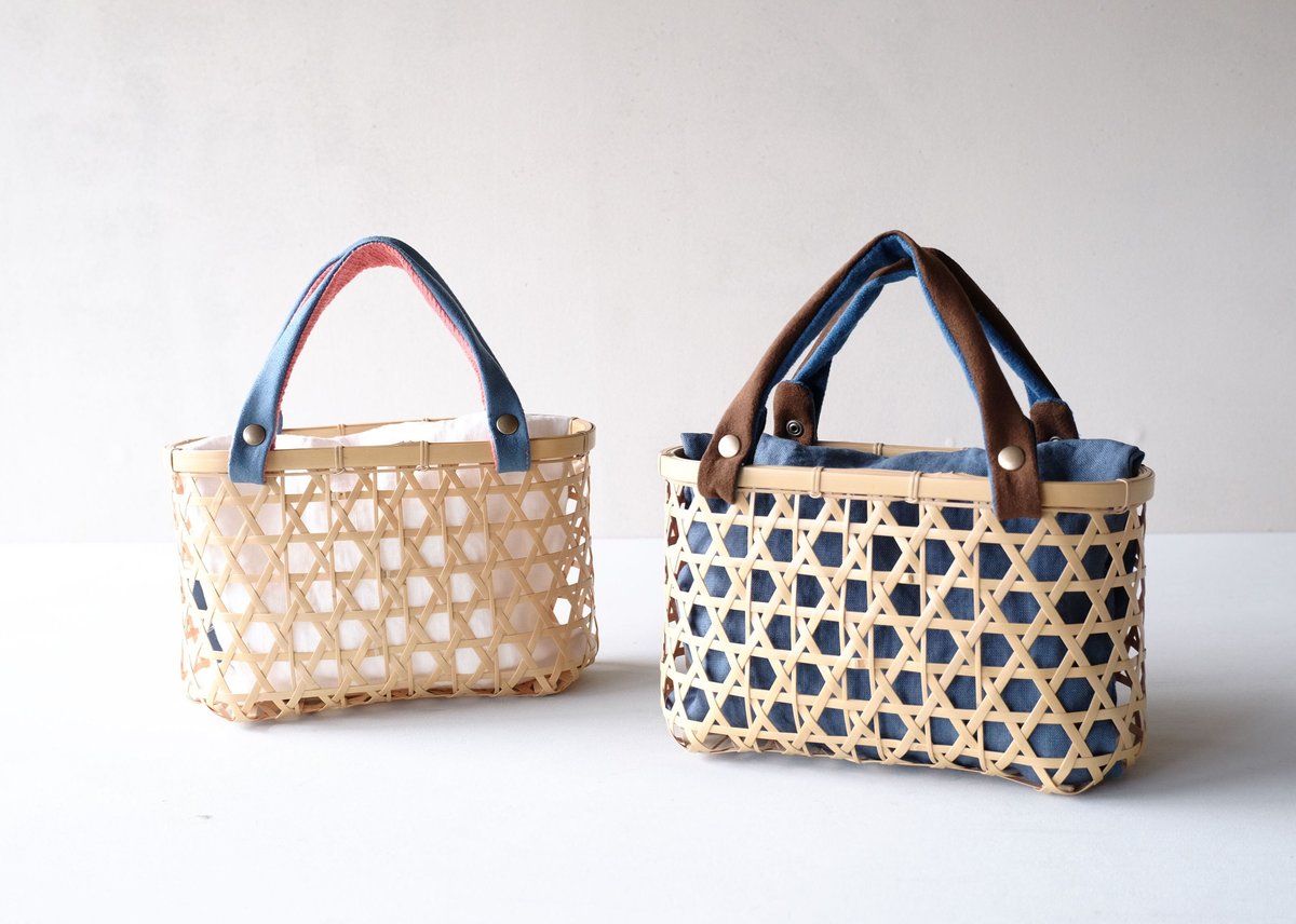 【未使用】　竹細工　お洒落な小型かぼちゃ型バック　かごバック　シルク生地　日本製 未使用】 竹細工 お洒落な小型かぼちゃ型バック かごバック シルク生地