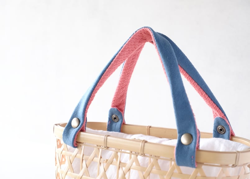 きせかえできる小さな竹かごバッグ（染め布の持ち手） | ISANA WEB STORE