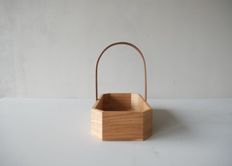 曲木のハンドルがついた木製バスケット Sサイズ【カリーキャリー