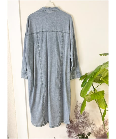 ストレッチ ダンガリー ロングシャツ