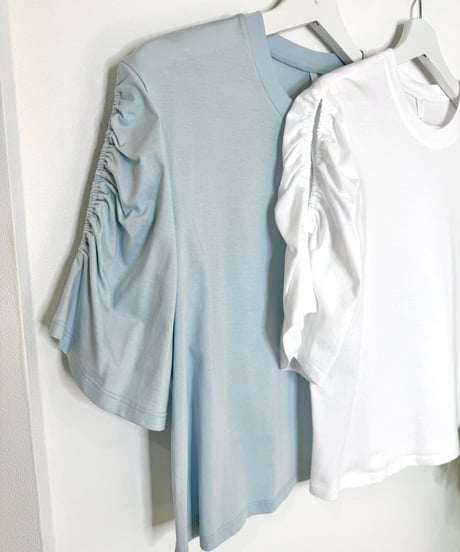 ギャザーオープンスリーブTシャツ