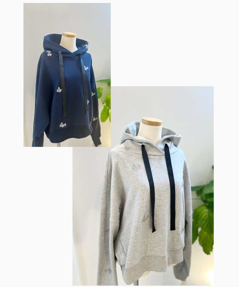 刺繍クロップドフーディー(2色) | セレクトショップ noi bloom