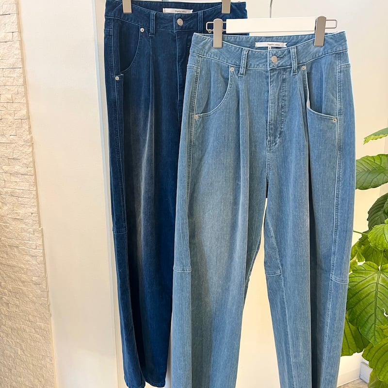NOROMANCE カーキとブラウンのチェック柄ダメージ加工 ヘム スカート