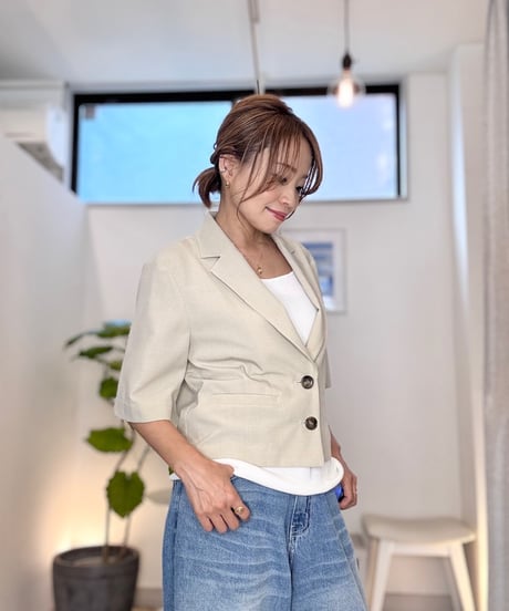 シャンブレー 半袖ジャケット