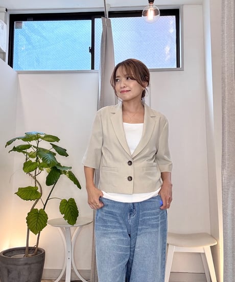 シャンブレー 半袖ジャケット