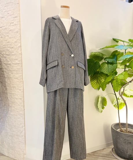 《SetUp対応》ヘリンボーン ワイドパンツ