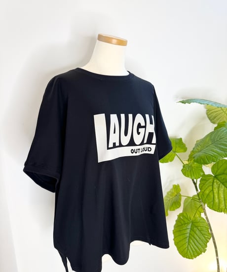 " LAUGH " ロゴワイドシルエットTシャツ