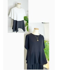 【SetUp対応】ジョーゼット バイカラーぺプラムTシャツ