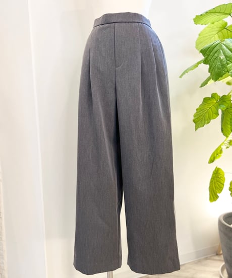 裏起毛ストレッチ タックワイドパンツ