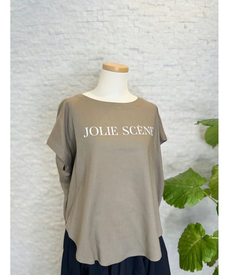 "JOLIE SCENE" リネン混ロゴブラウス
