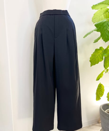 裏起毛ストレッチ タックワイドパンツ