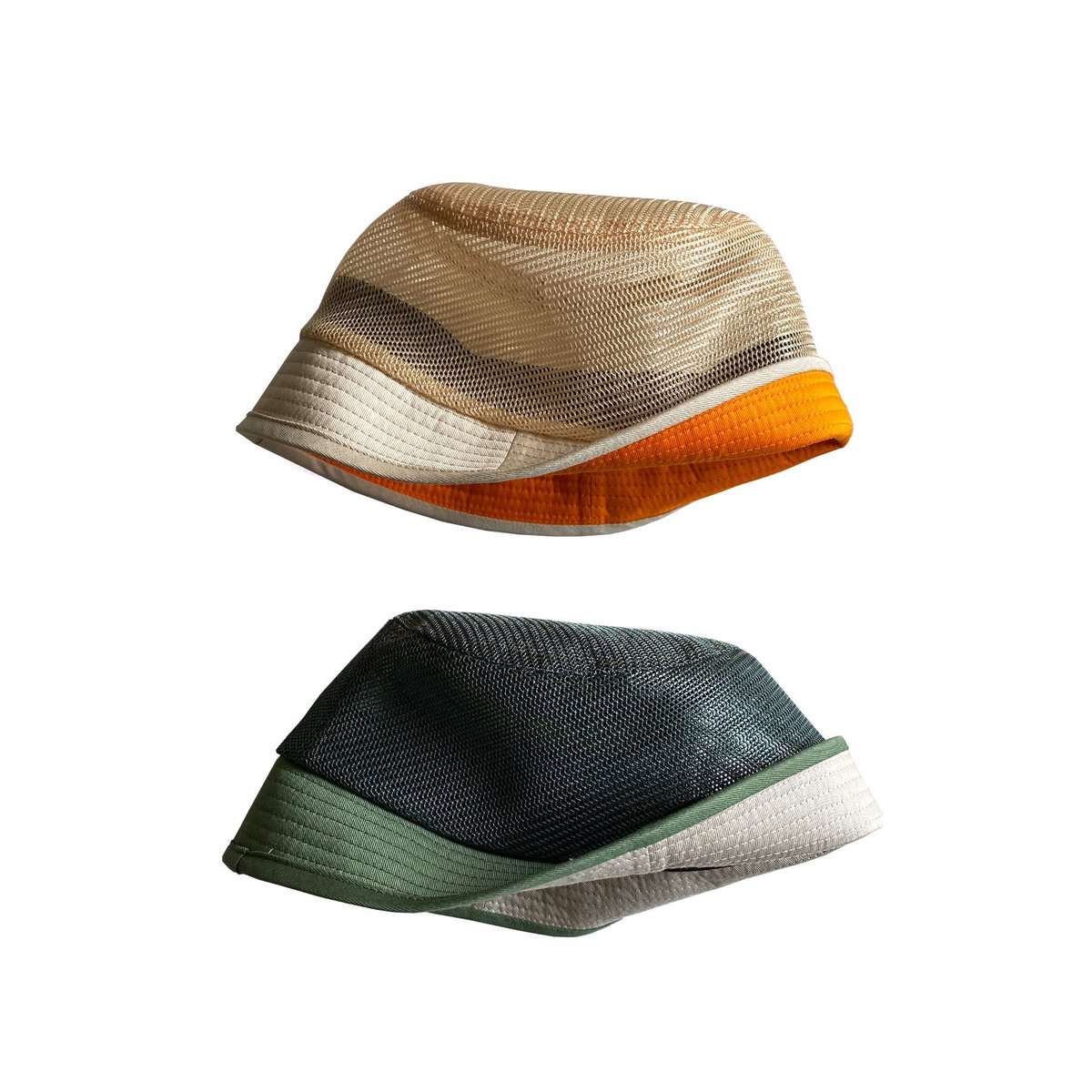 国内で当店のみ GENZERO - Pearlescent pleated flat-topped hat MESH SAILOR HAT -manewold x geek cap- | instant