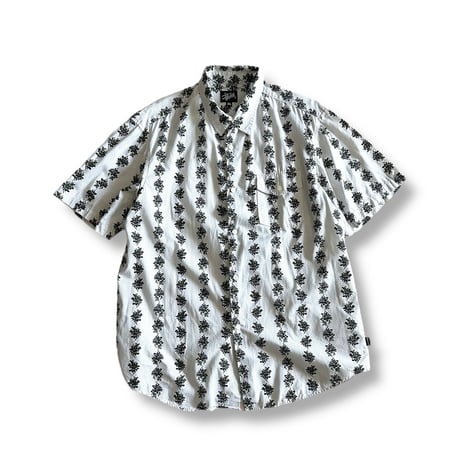 Window Pane Leaf Pattern S/S Shirt by stussy
