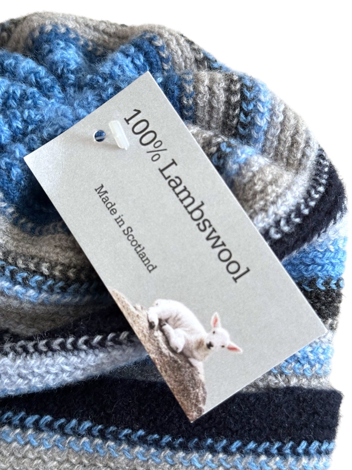 LAMBSWOOL 2 PLY STRIPE BEANIE by COSY CASHMERE