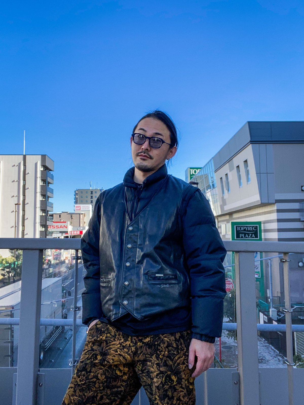 Down Leather Vest Puffy Jacket by Schott N.Y.C