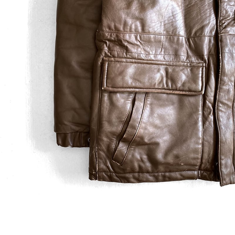 Eddie Bauer Leather Down JKT BROWN | instantboo