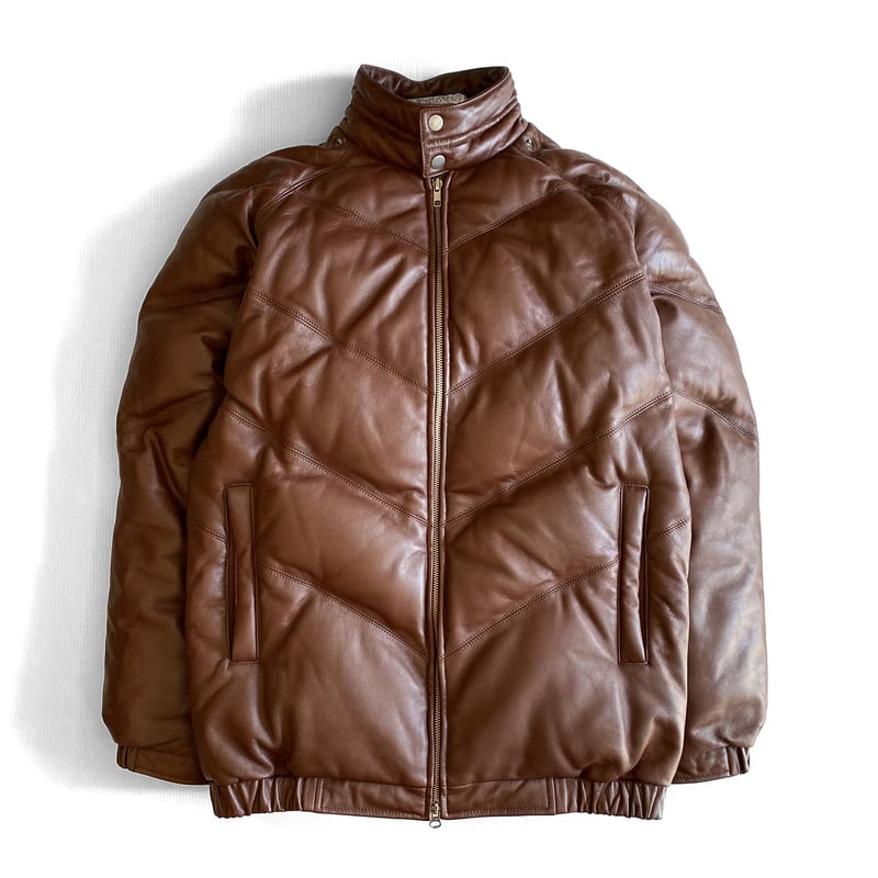 Supreme leather down jacket フード付きマウンテンダウンジャケット