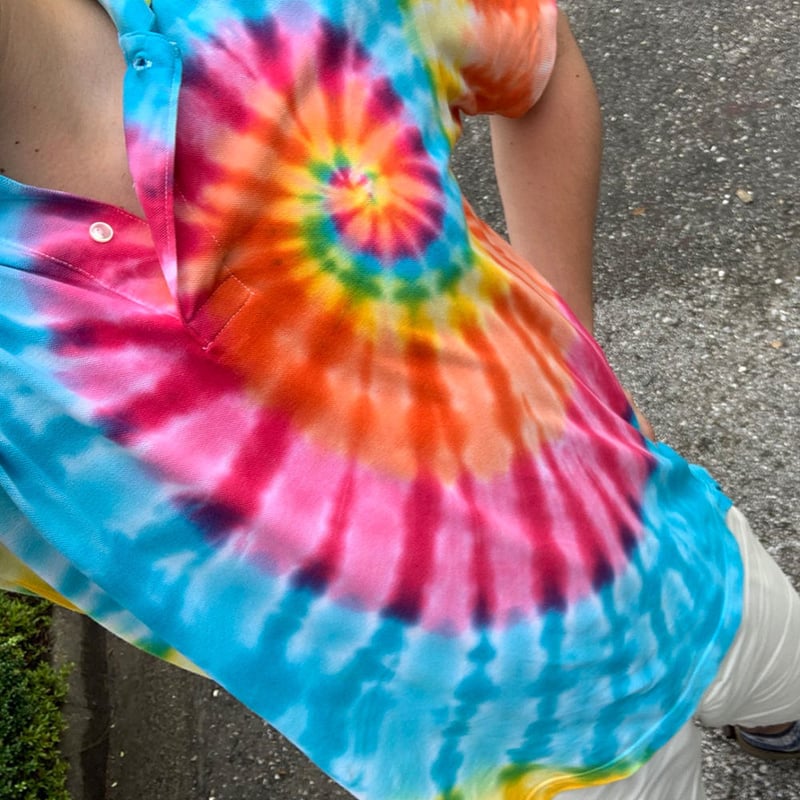 ポロシャツ半袖】タイダイ染めSpiral Rainbow | Shibolity Tiedye ポロシャツ半袖】タイダイ染めSpiral Rainbow | Shibolity Tiedye