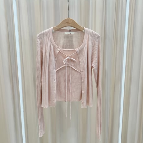 《予約販売》Bow Cami Cardigan Set