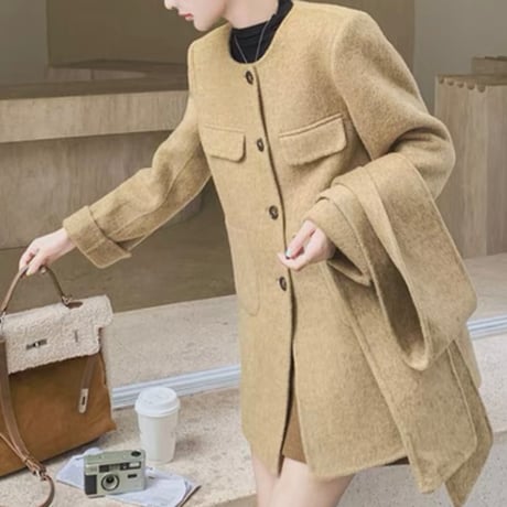 《即日発送📦》MAYLILY original🏠🫧HAND MADE round coat with muffler