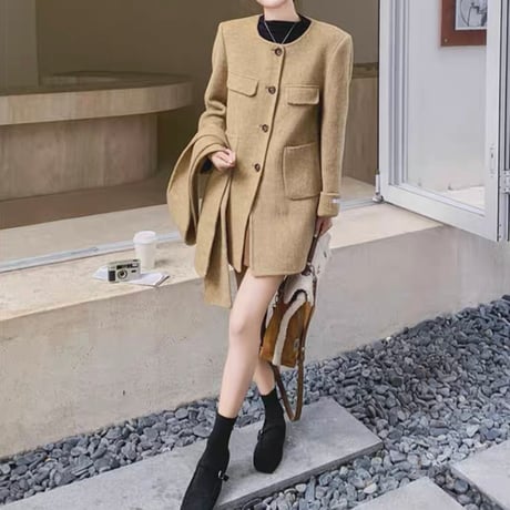 《即日発送📦》MAYLILY original🏠🫧HAND MADE round coat with muffler