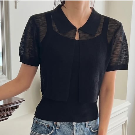 《予約販売》Linen lib cardigan camisole set