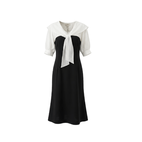 《予約販売》Ribbon Contrast Dress