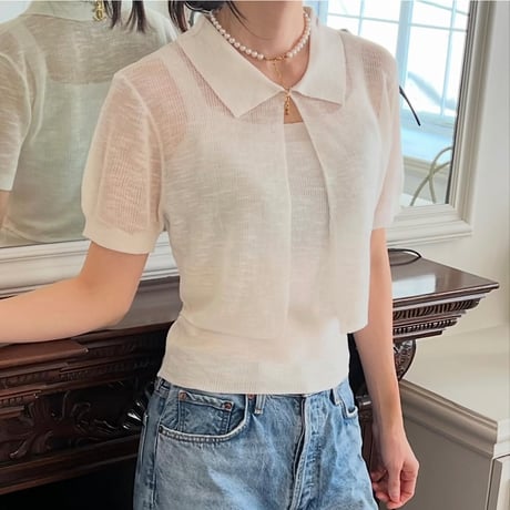 《予約販売》Linen lib cardigan camisole set