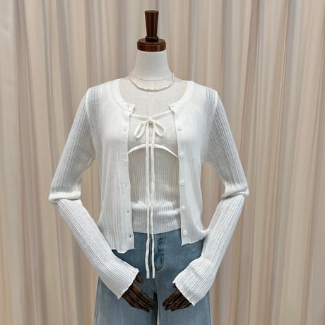 《予約販売》Bow Cami Cardigan Set