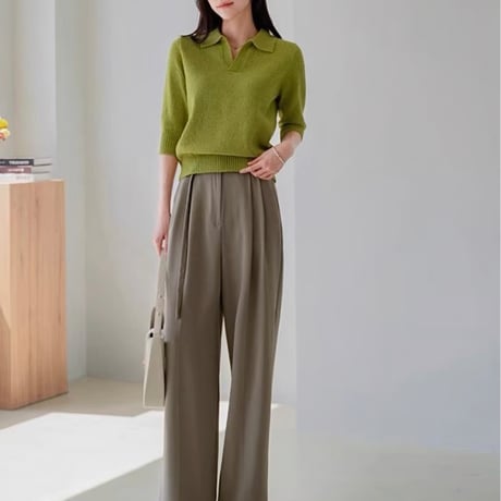 《予約販売》Waffle open collar knit