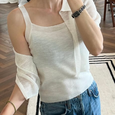 《予約販売》Linen lib cardigan camisole set