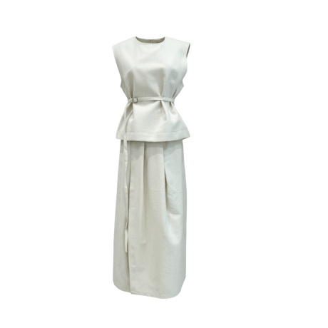 《予約販売》Solid Waist Belt Skirt Set