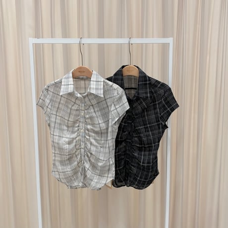 《予約販売》Plaid Shirred Blouse