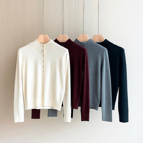 《予約販売》Buttoned Wool Polo Knit