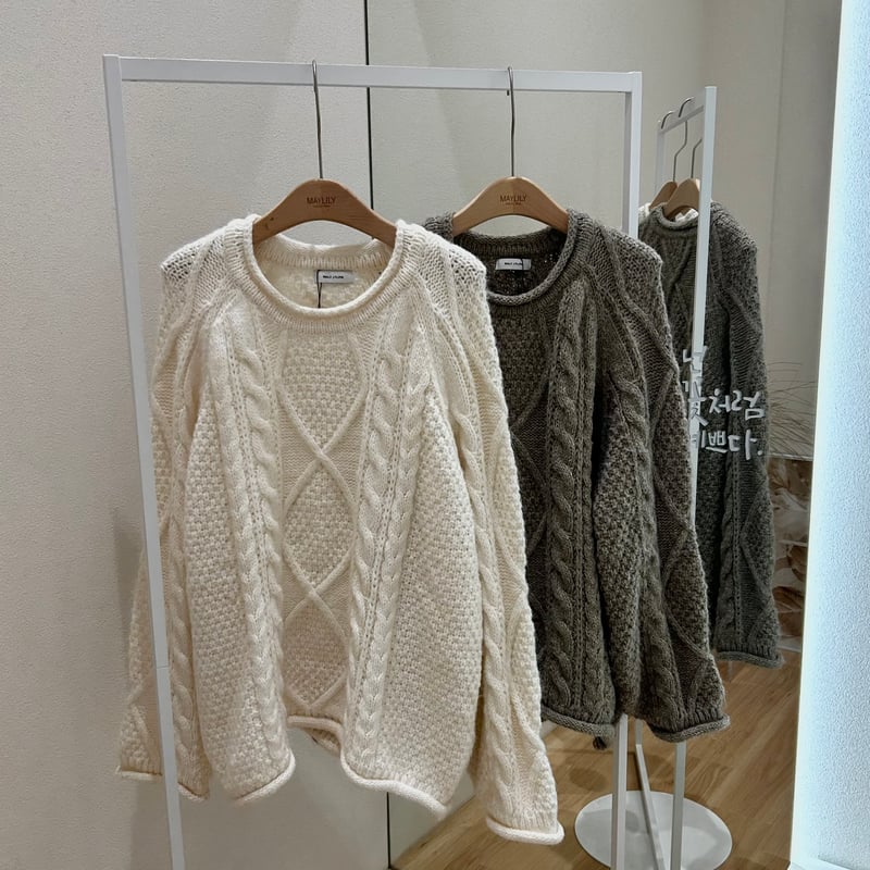 当日発送AM1433 Fluffy loose knit セール】2WAY LOOSE KNIT TOP