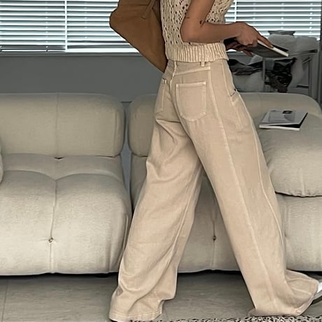 《予約販売》Lineing denim wide pants