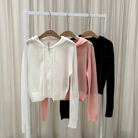 《即完アイテム🩷》Linen see-through hood zipup
