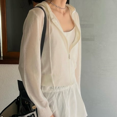 《即完アイテム🩷》Linen see-through hood zipup