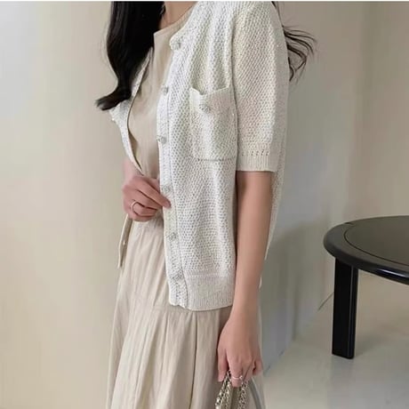 《予約販売》Spangle knit tweed cardigan