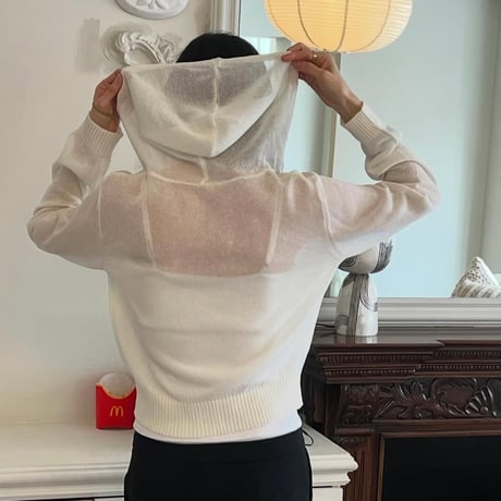 《即完アイテム🩷》Linen see-through hood zipup