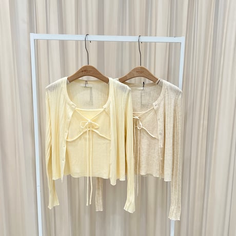 《予約販売》Bow Cami Cardigan Set