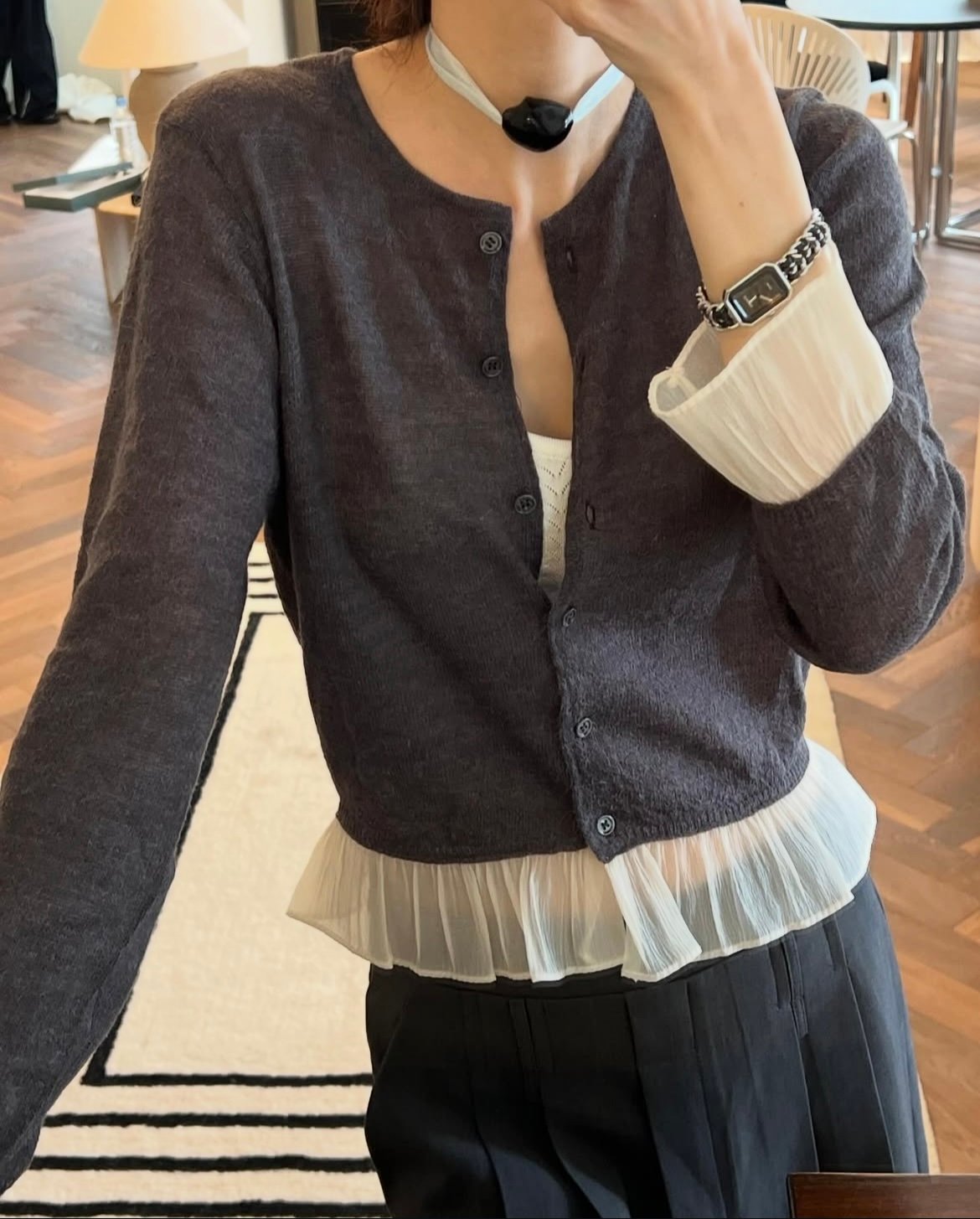 Acka. frill hand knit cardigan【新品】 Acka. frill hand knit