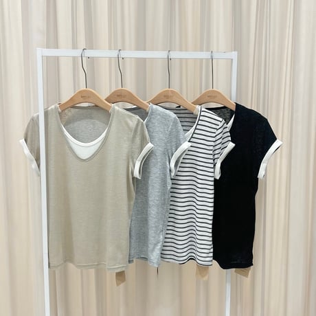 《予約販売》Color-Block Layered Tee