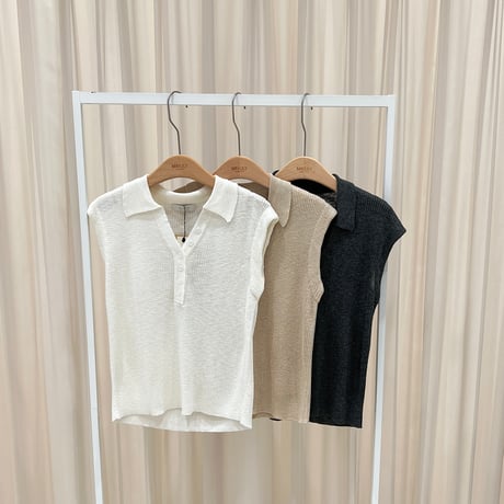 《予約販売》Collared V-Neck Sleeveless Knit