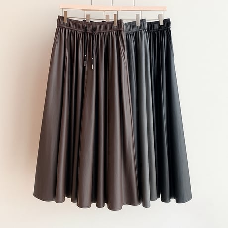 《予約販売》Front Slit String Leather Skirt