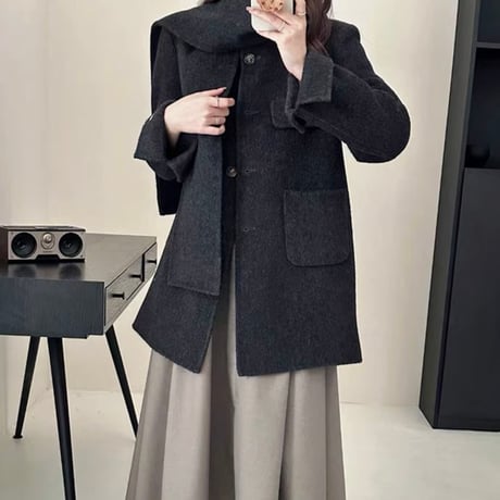 《即日発送📦》MAYLILY original🏠🫧HAND MADE round coat with muffler